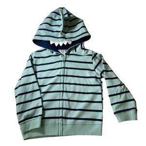 Carter's Just One You Hoodie w/ Shark Teeth Zip Up Cotton Teal & Navy, 18 months